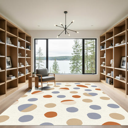Terracotta Blue Pebble Scatter Rug