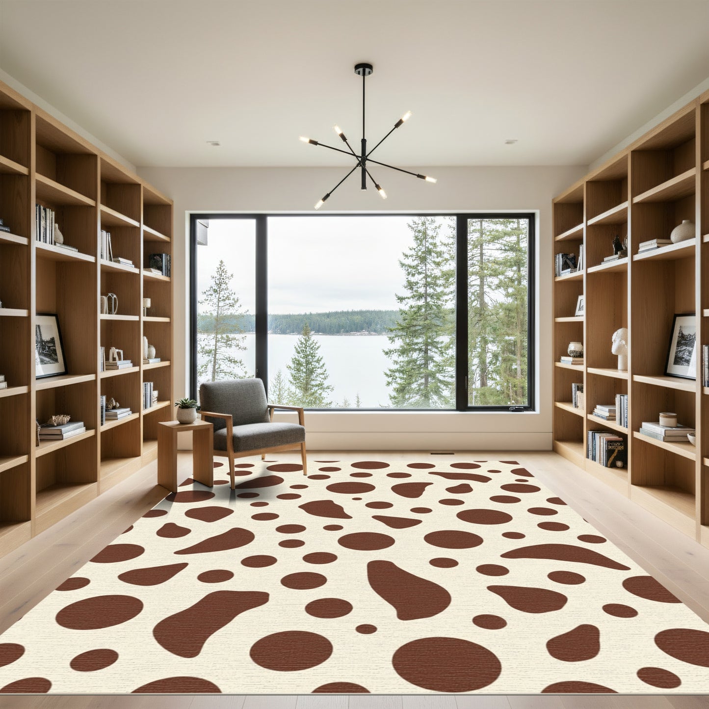 Brown Cream Irregular Dot Collage Rug