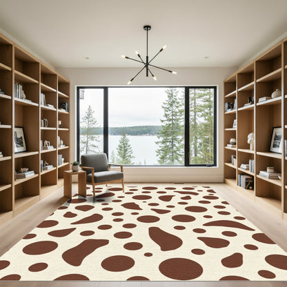 Brown Cream Irregular Dot Collage Rug