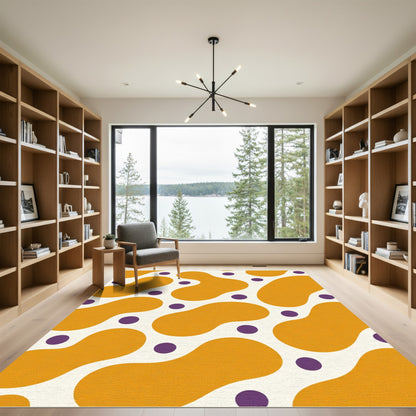 Orange Amorphous Forms Purple Dots Rug