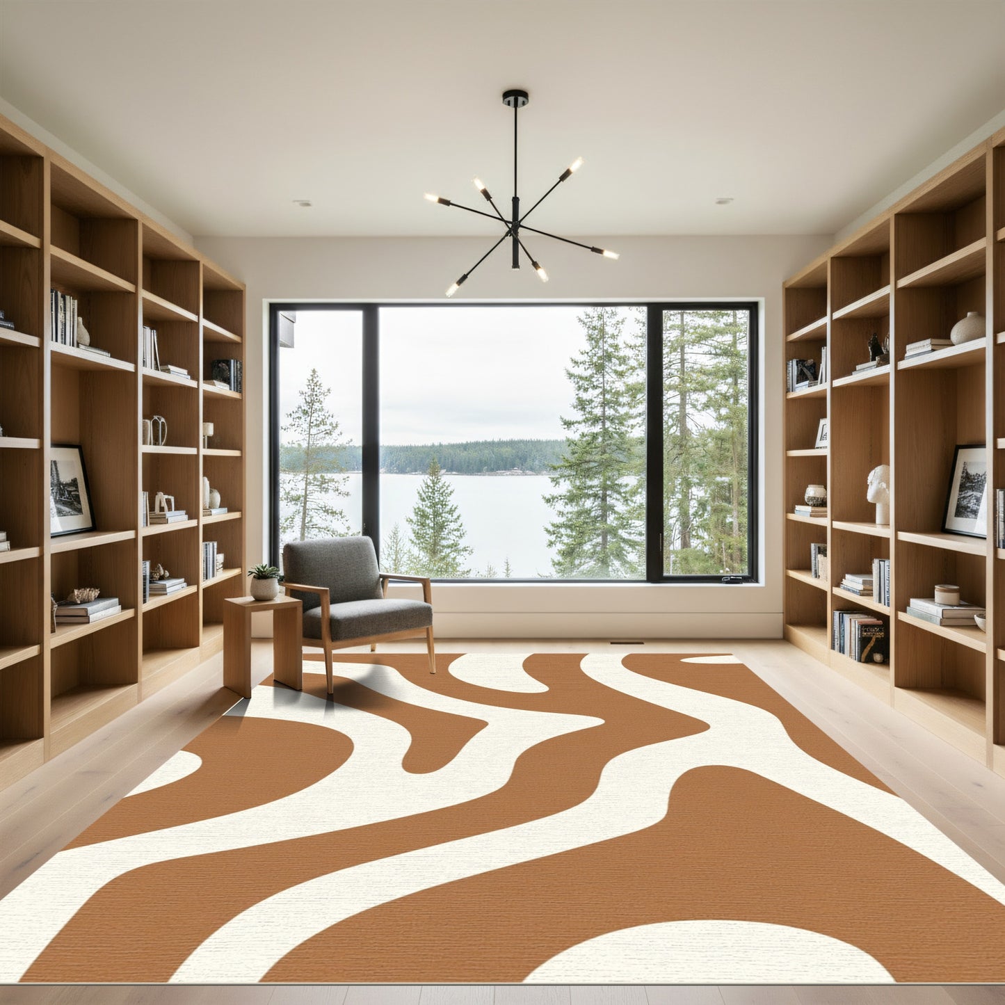 Terracotta Organic Curve Wave Rug