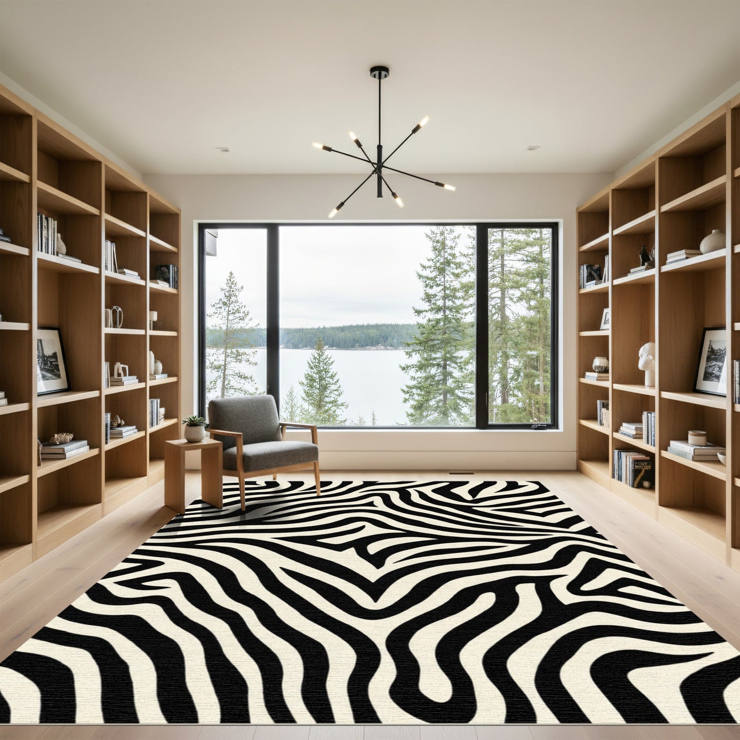 Black Cream Zebra Stripe Rug