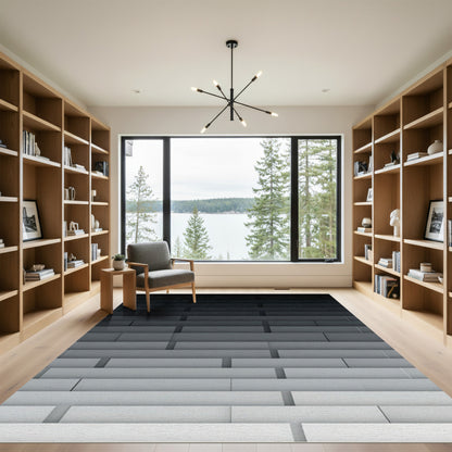 Gradual Gray Stacked Rectangles Rug