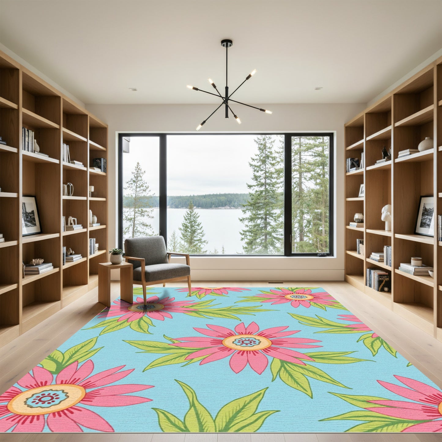 Blossom Bloom Pink Aquamarine Rug