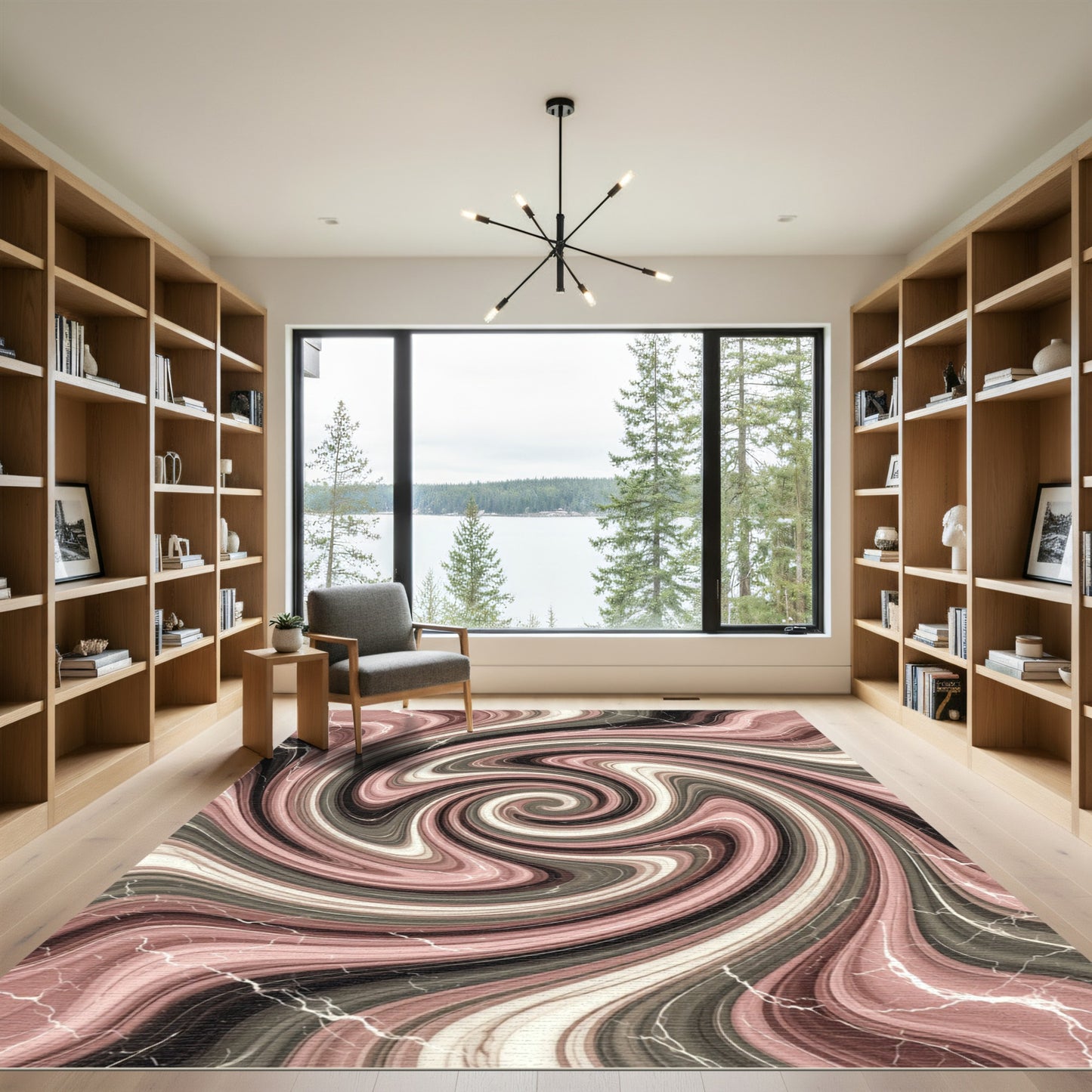Rose Quartz Swirling Marble Texture Rug