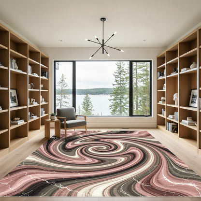 Rose Quartz Swirling Marble Texture Rug