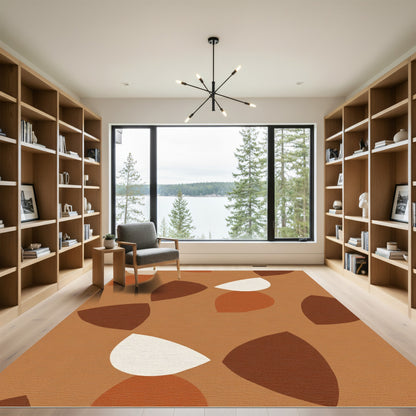 Earthy Tones Abstract Arc Collage Rug