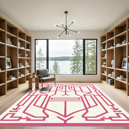 Pink Line Abstract Composition Rug