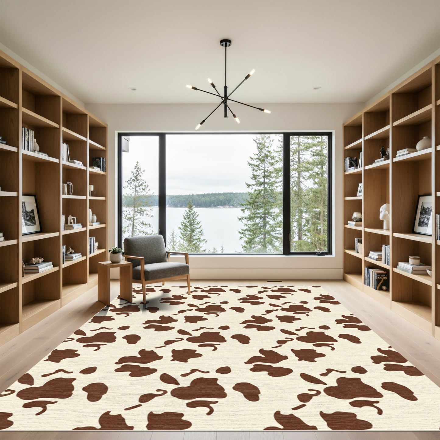 Brown Spotted Cream Irregular Shapes Rug