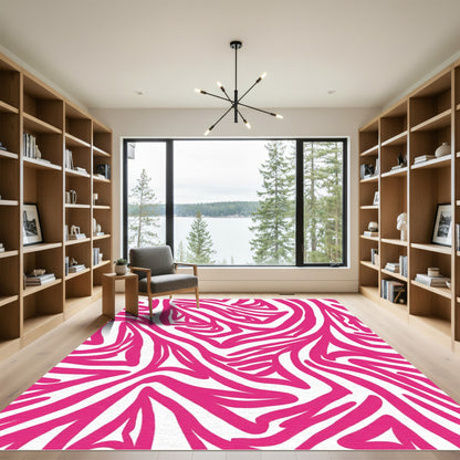 Hot Pink Abstract Stripe Rug