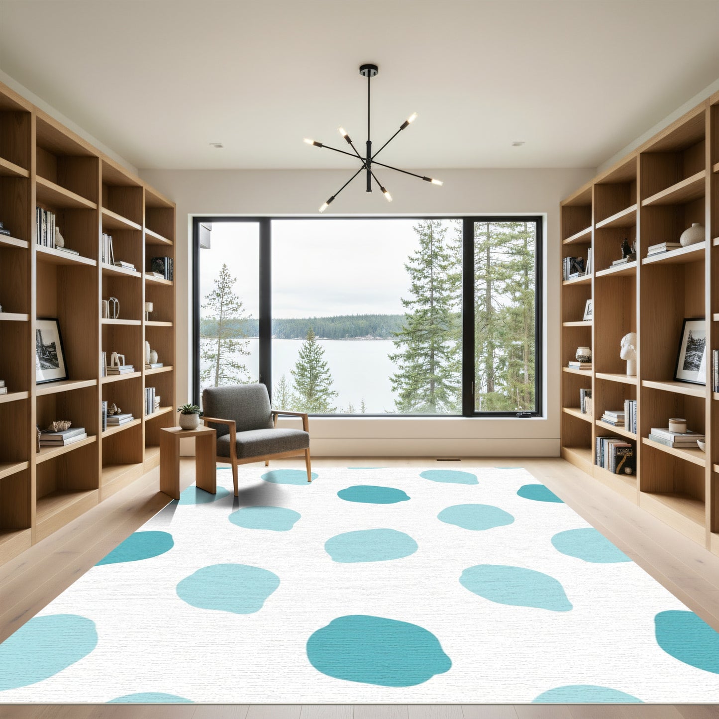 Aqua Teal Blob Scatter Rug