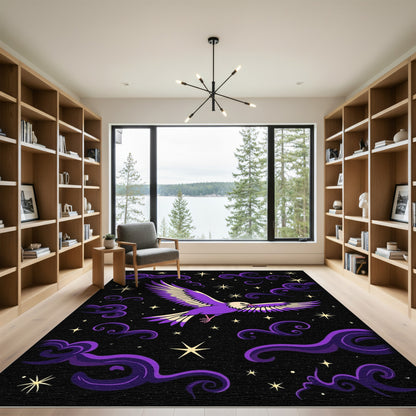 Purple Bird Cosmic Night Sky Rug