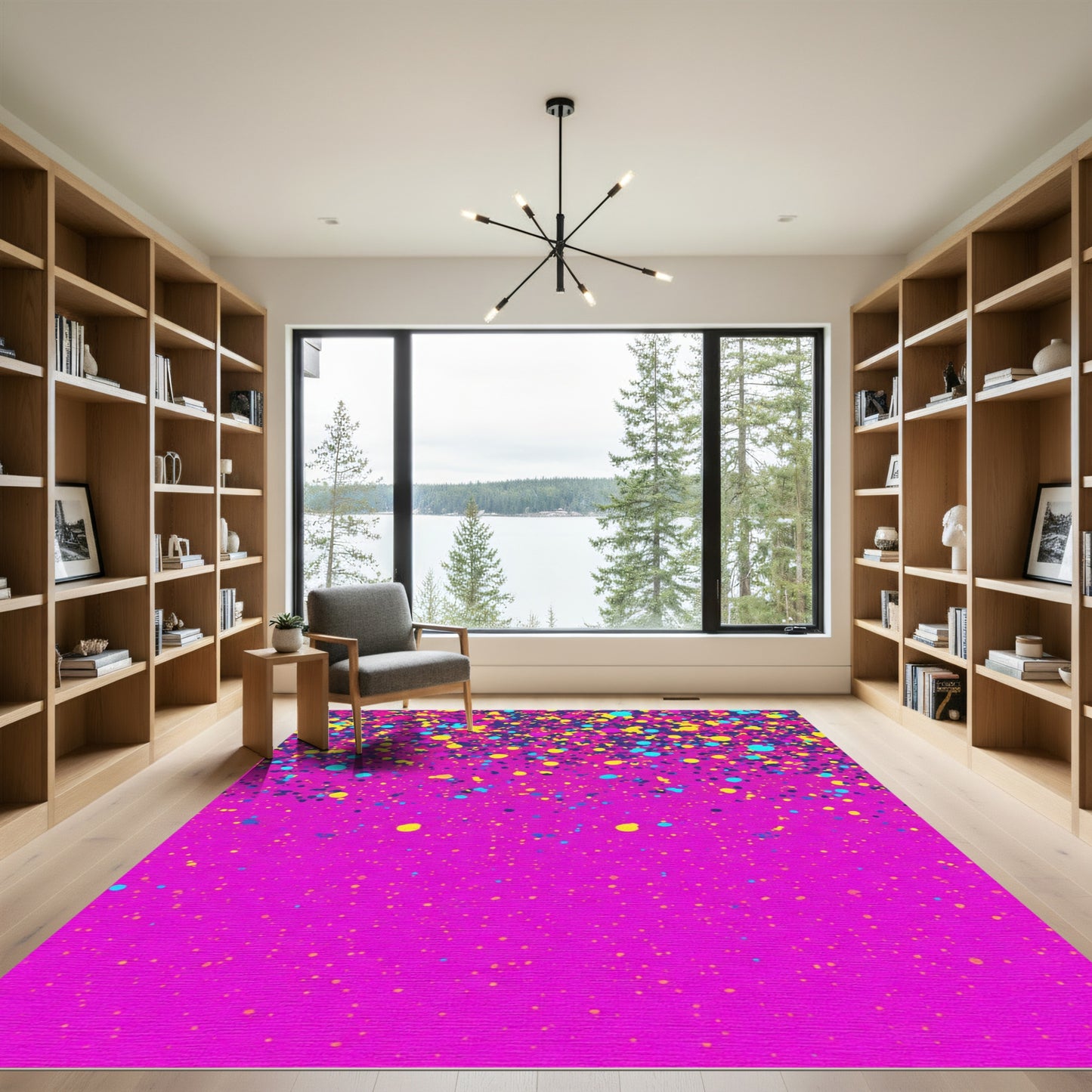 Vibrant Pink Confetti Splatter Rug