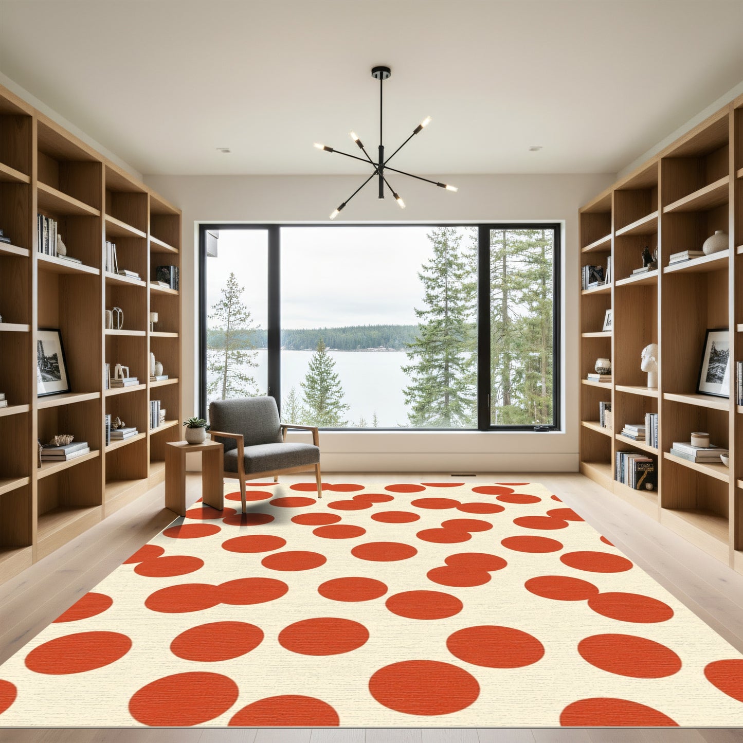 Classic Crimson Polka Dot Splash Rug