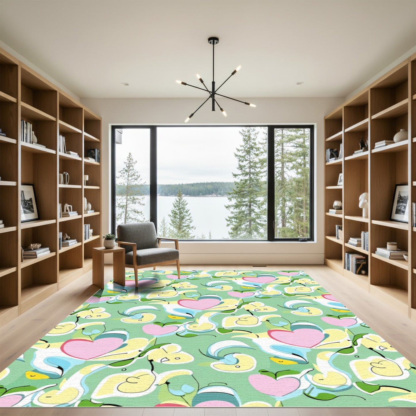 Whimsical Pink Heart Swirls Rug