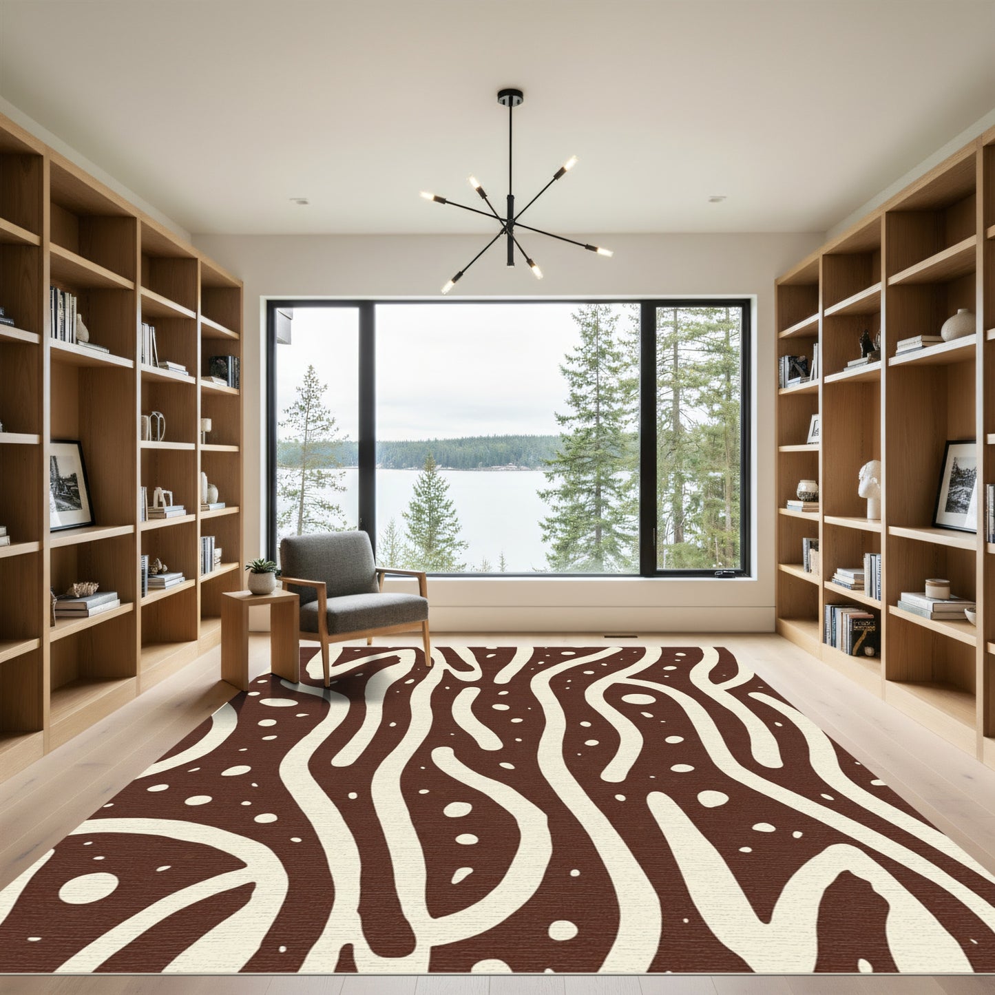 Organic Earthy Swirls Dots Rug