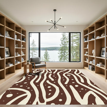 Organic Earthy Swirls Dots Rug