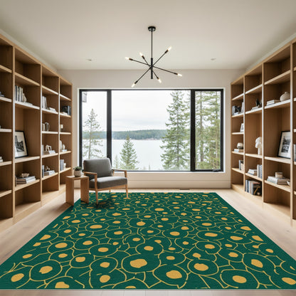 Teal Abstract Organic Cell Rug