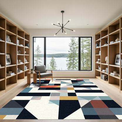 Modern Geometric Abstract Color Block Rug