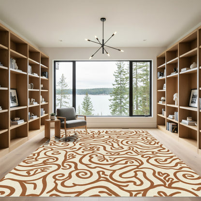 Terracotta Whimsical Organic Swirl Rug