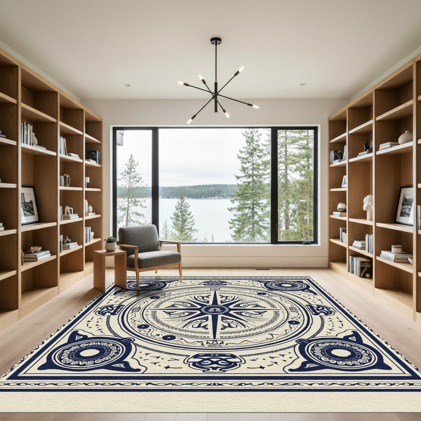 Navigational Star Dark Blue Cream Rug