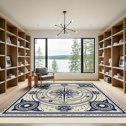 Navigational Star Dark Blue Cream Rug