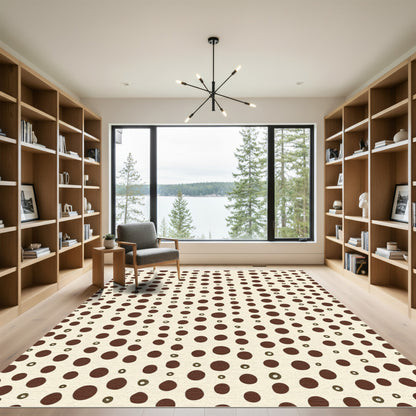 Cream Brown Scattered Polka Dots Rug