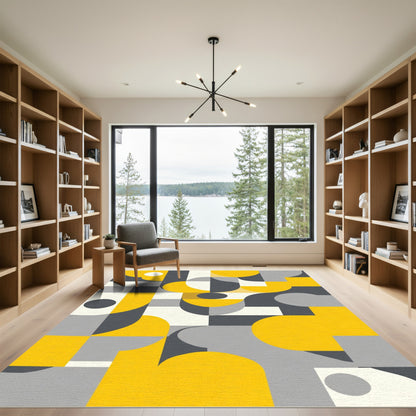 Modern Geometric Sunburst Abstract Rug