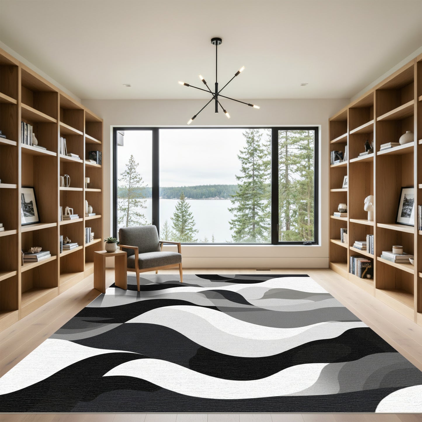 Abstract Monochrome Gradient Waves Rug