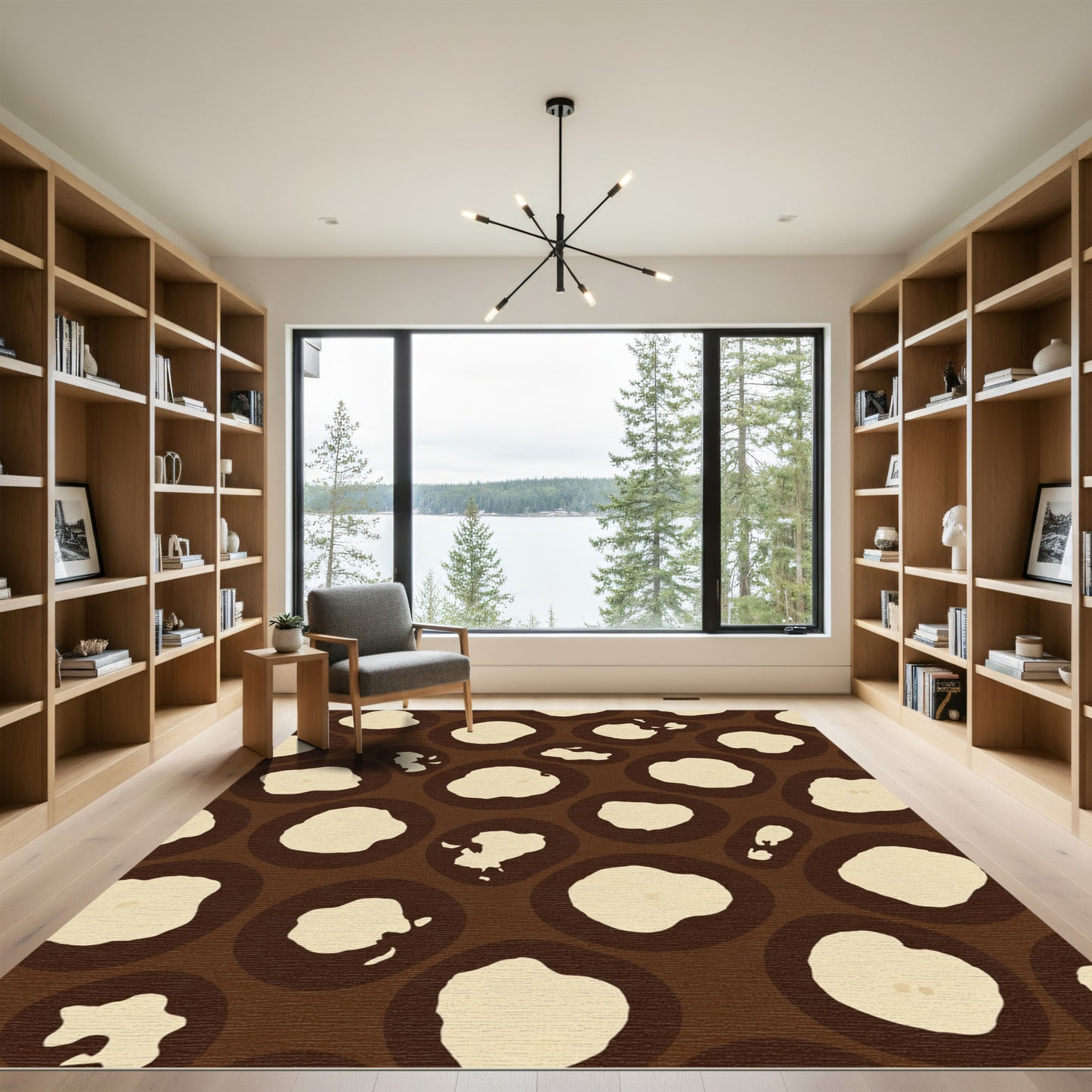Brown Cream Organic Spot Rug