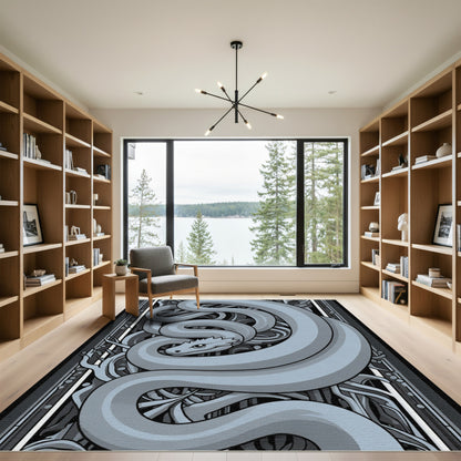 Serpentine Gray Abstract Creature Rug