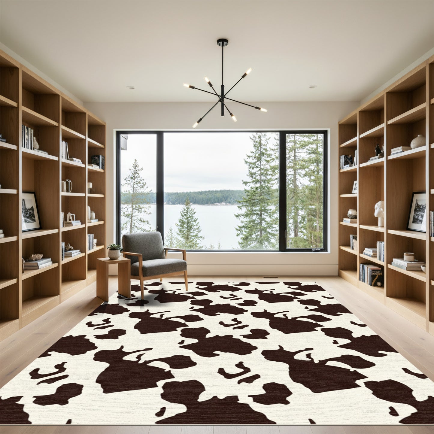 Classic Brown White Holstein Shape Rug