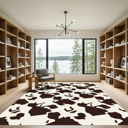 Classic Brown White Holstein Shape Rug