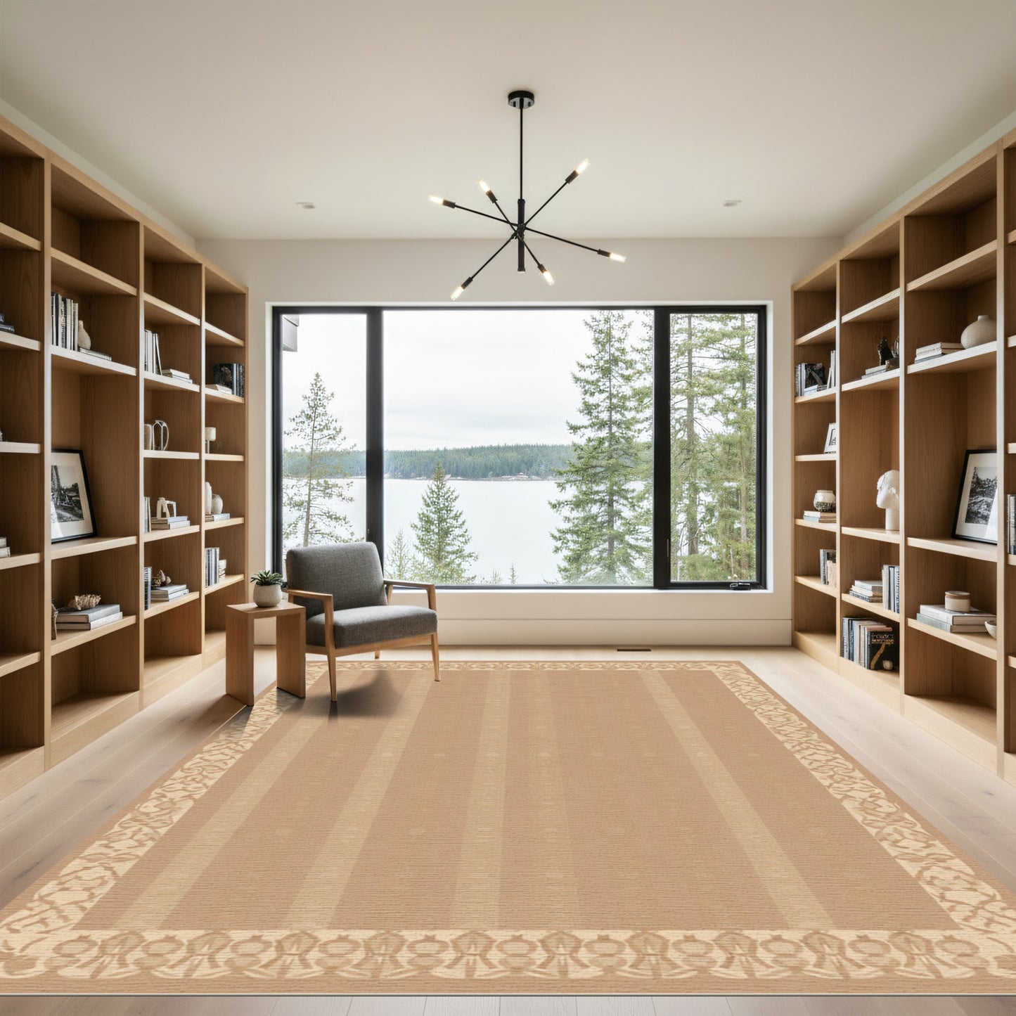 Classic Tan Stripe Border Rug