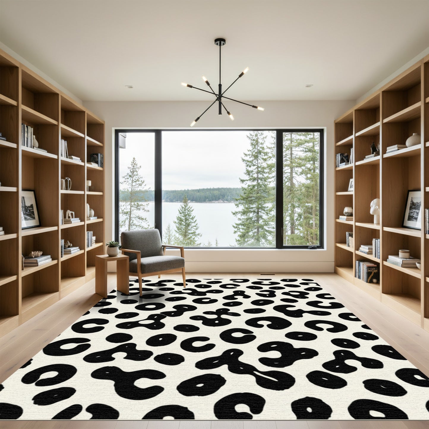 Monochromatic Spots Abstract Contemporary Rug