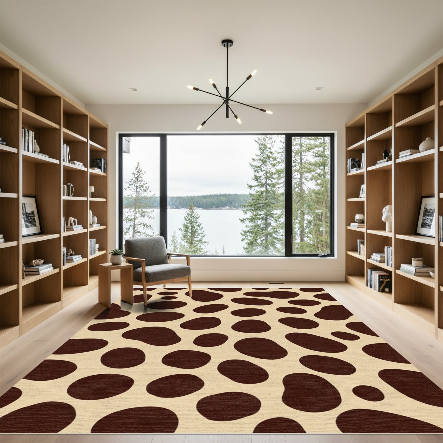Brown Spot Irregular Shape Cream Rug