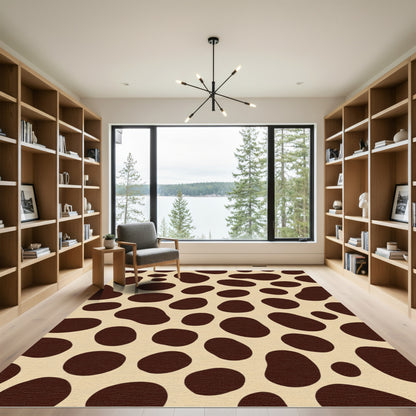 Brown Spot Irregular Shape Cream Rug