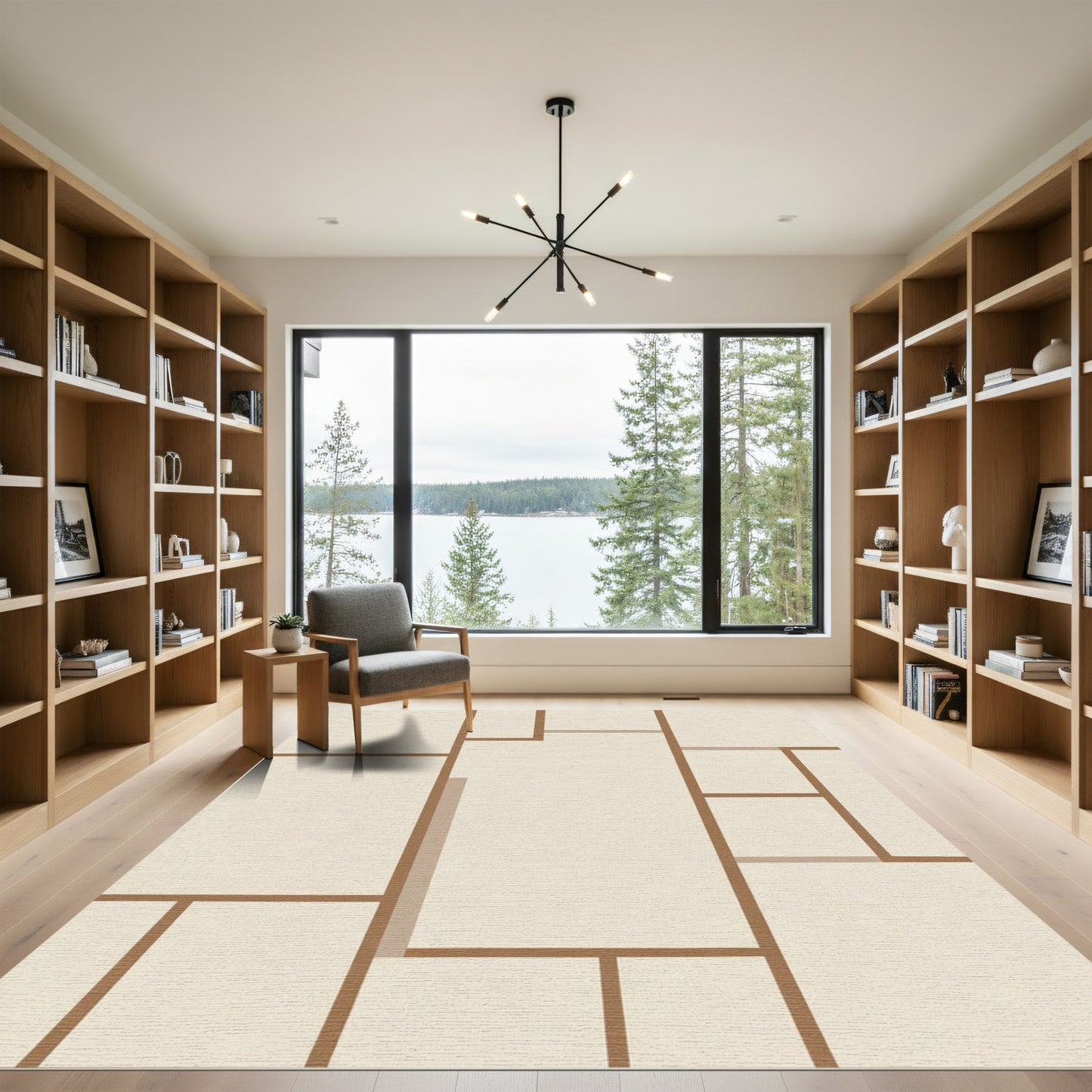 Tan Abstract Geometric Blocks Rug