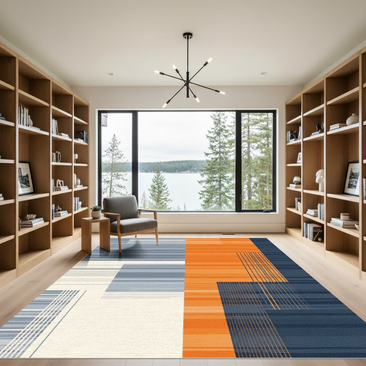Modern Abstract Geometric Stripe Rug
