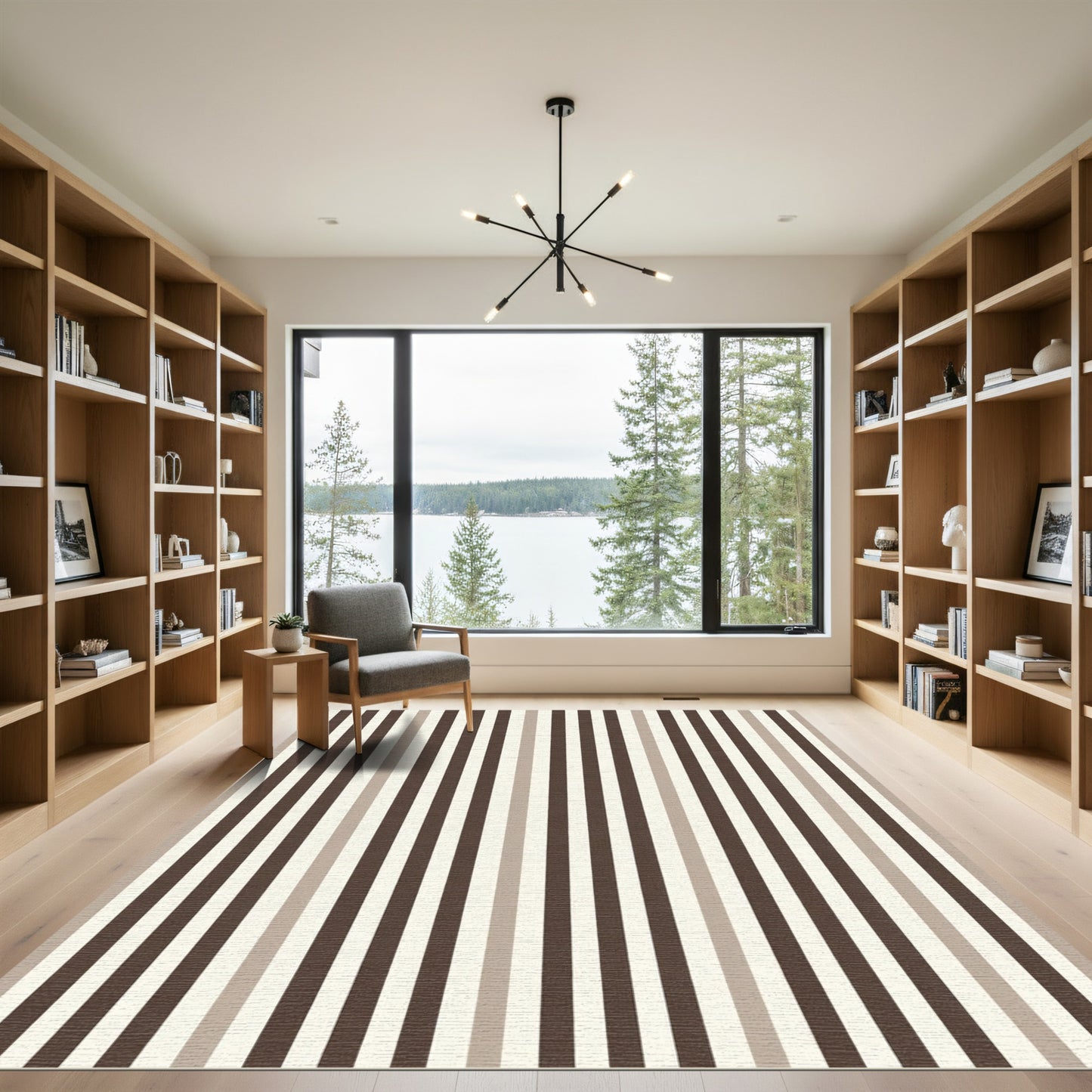 Sophisticated Earthy Tone Vertical Stripe Rug