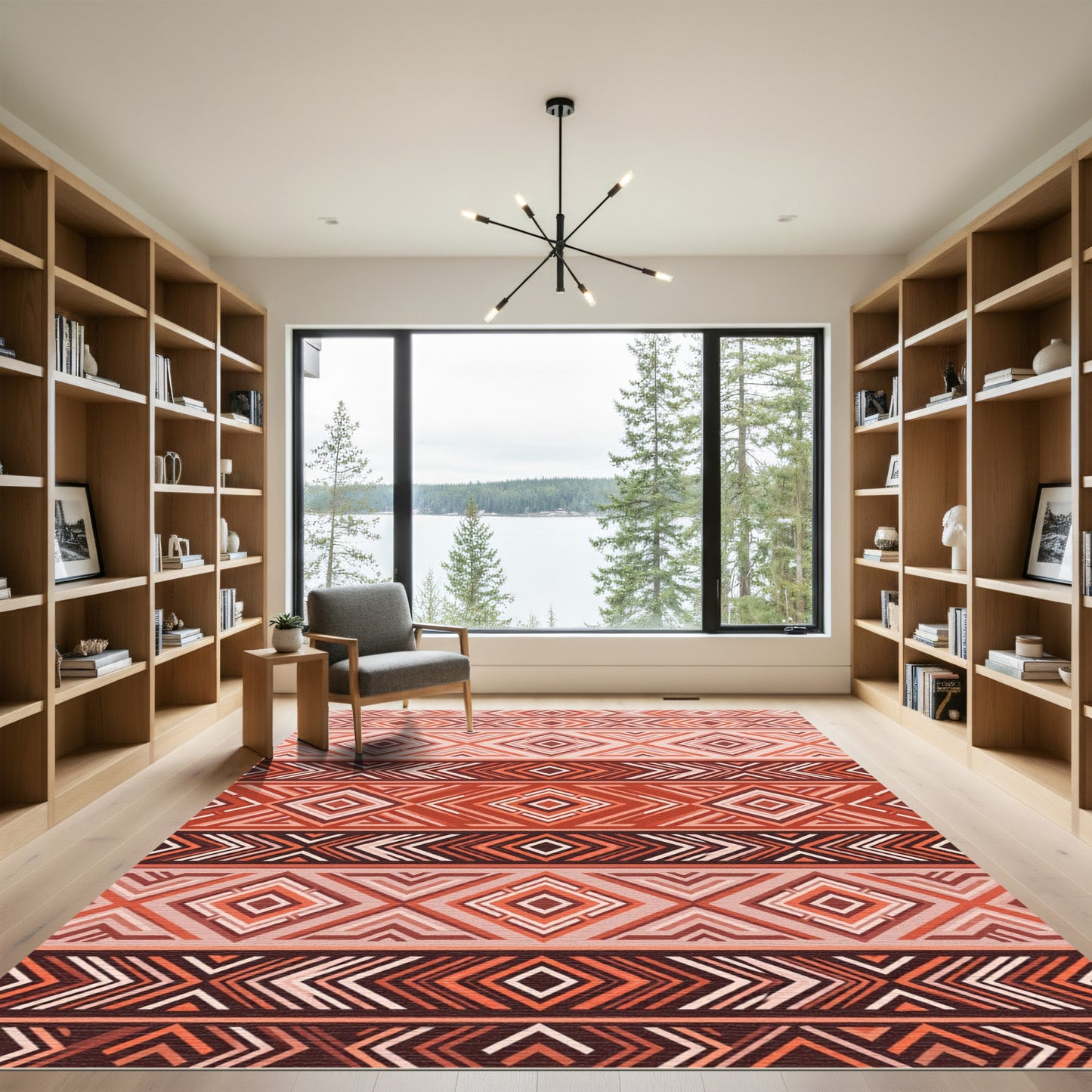 Terracotta Geometric Diamond Stripe Rug