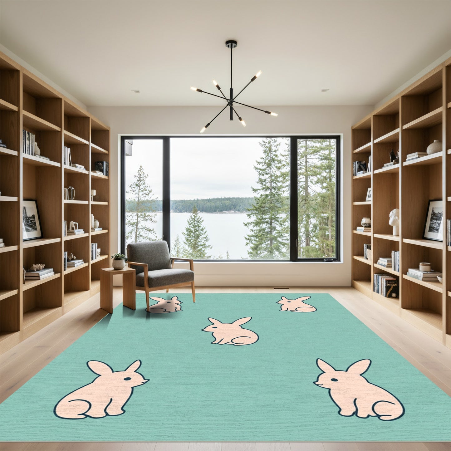 Blush Bunnies Scatter Pattern Rug