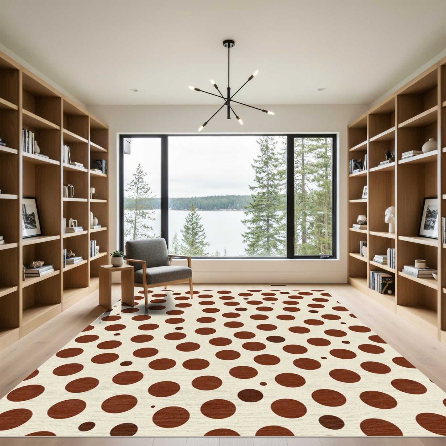 Classic Brown Polka Dot Arrangement Rug