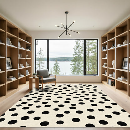 Black Polka Dot Cream Rug
