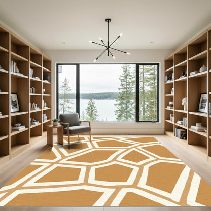 Golden Beige Irregular Animal Print Rug