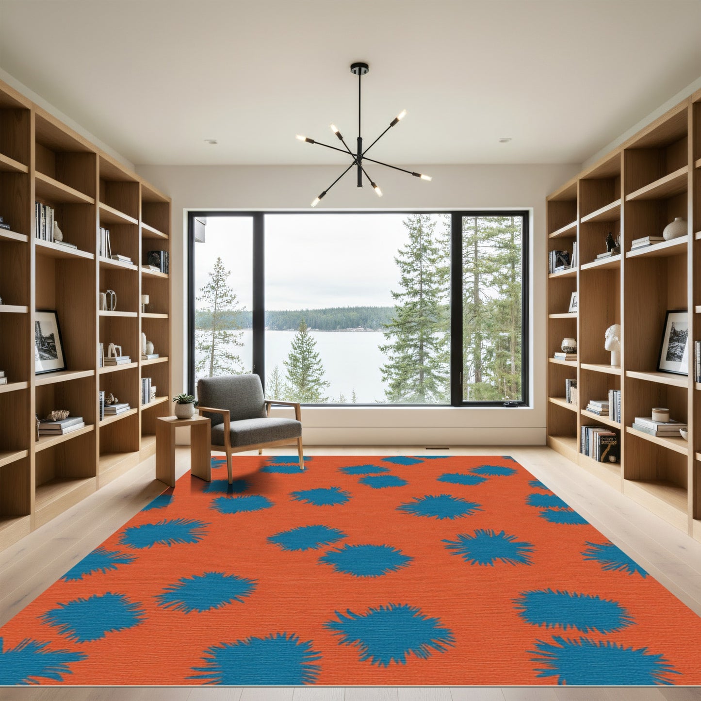Orange Teal Abstract Splatter Rug