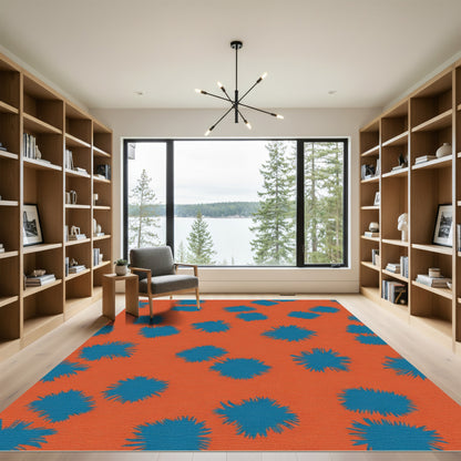 Orange Teal Abstract Splatter Rug