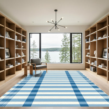 Classic Blue Gingham Buffalo Check Rug