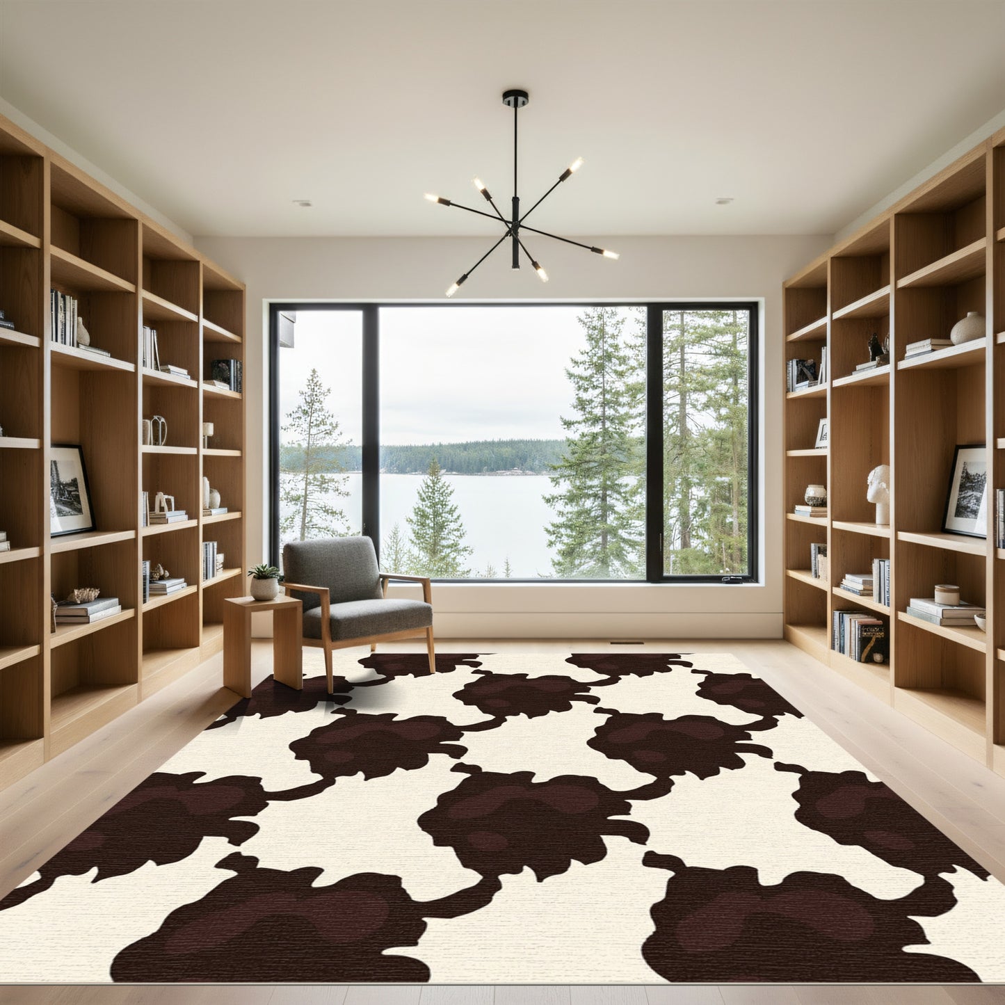 Brown Organic Spots Cream Rug
