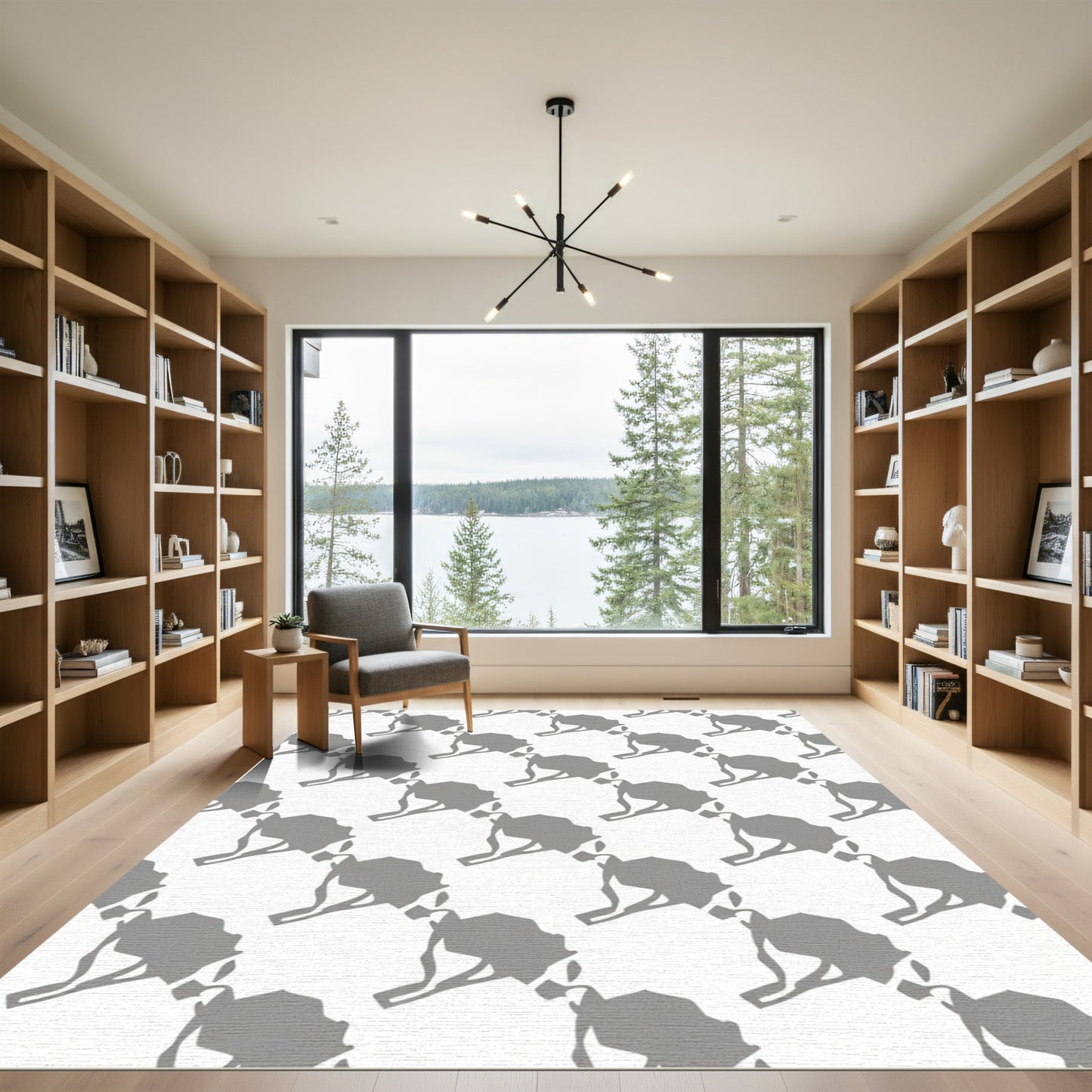 Gray Abstract Runner Silhouette Repeat Rug